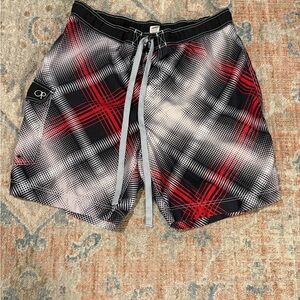 Stylish Red and Black Men's Swim Shorts